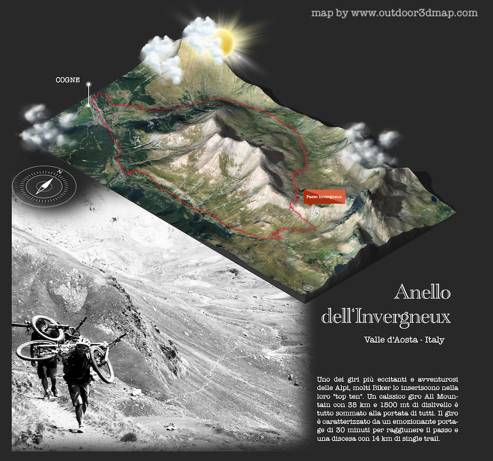 mappa 3d giro invergneux cogne Mountain Bike