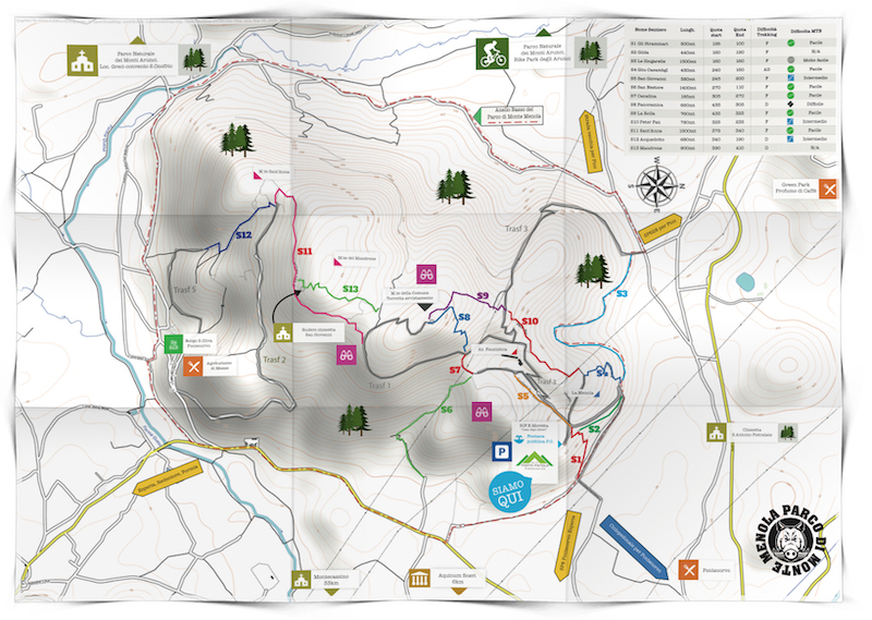 mappa 2d sentieri parco naturale